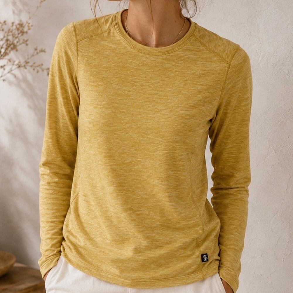 REI CO-OP | Mustard Yellow Heathered Long Sleeve Athletic Top Crew | Medium
